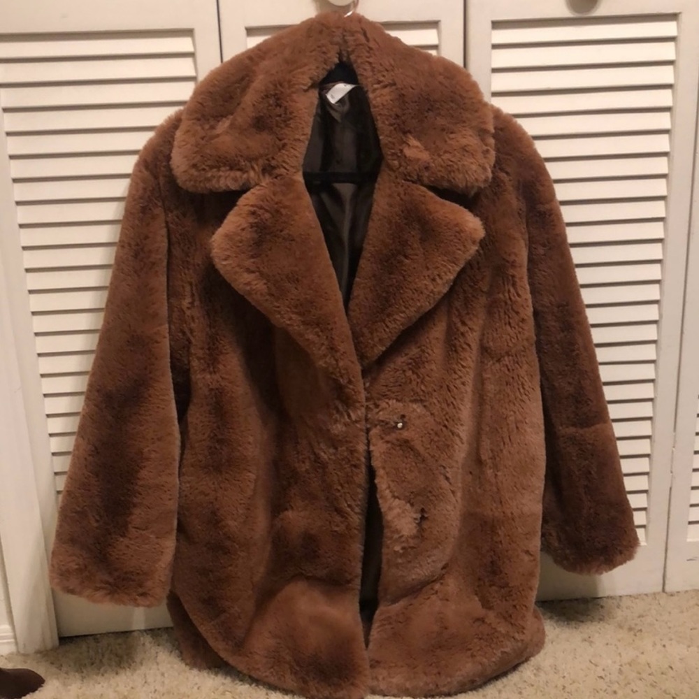 Faux Fur brown Mango coat!!!